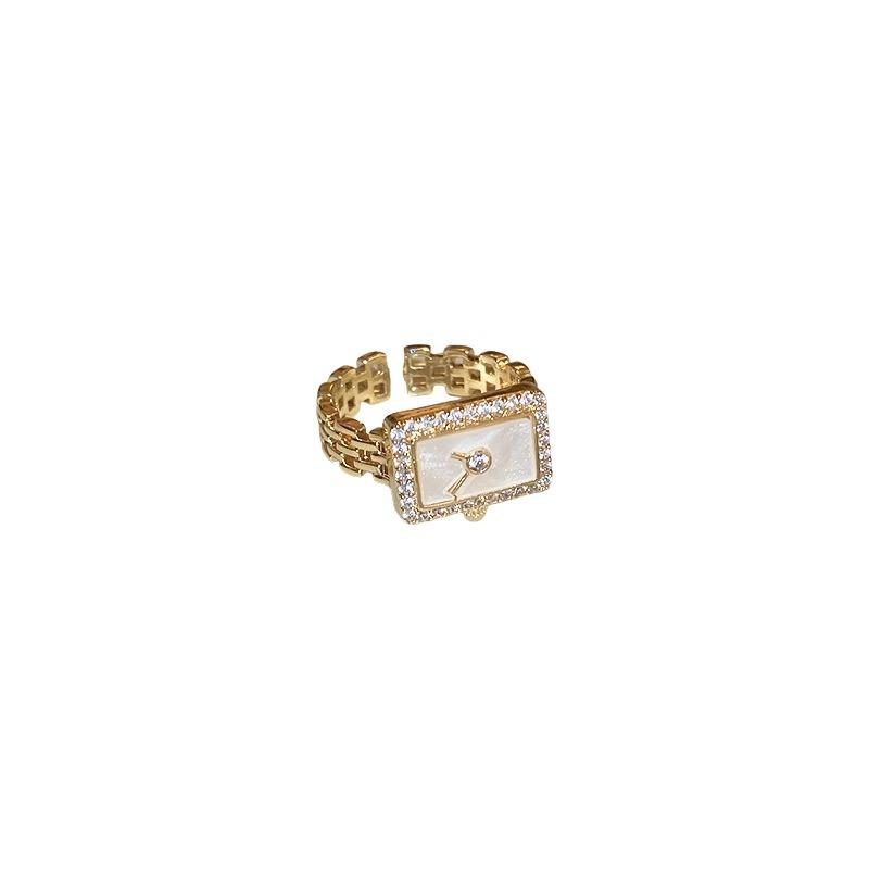 Zircon Square Watch Chain Ring Open Ring Adjustable Simple Jewelry Japanese Ring Couple Ring
