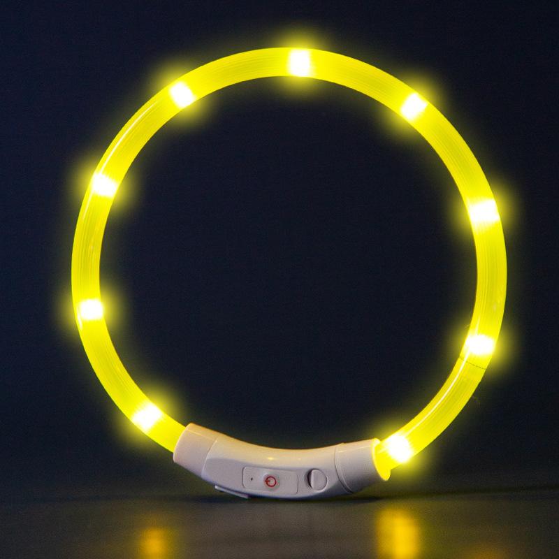 Night luminous collar charging dog neck ring comfortable adjustable luminous anti-bite walking dog collar pet dog neck ring