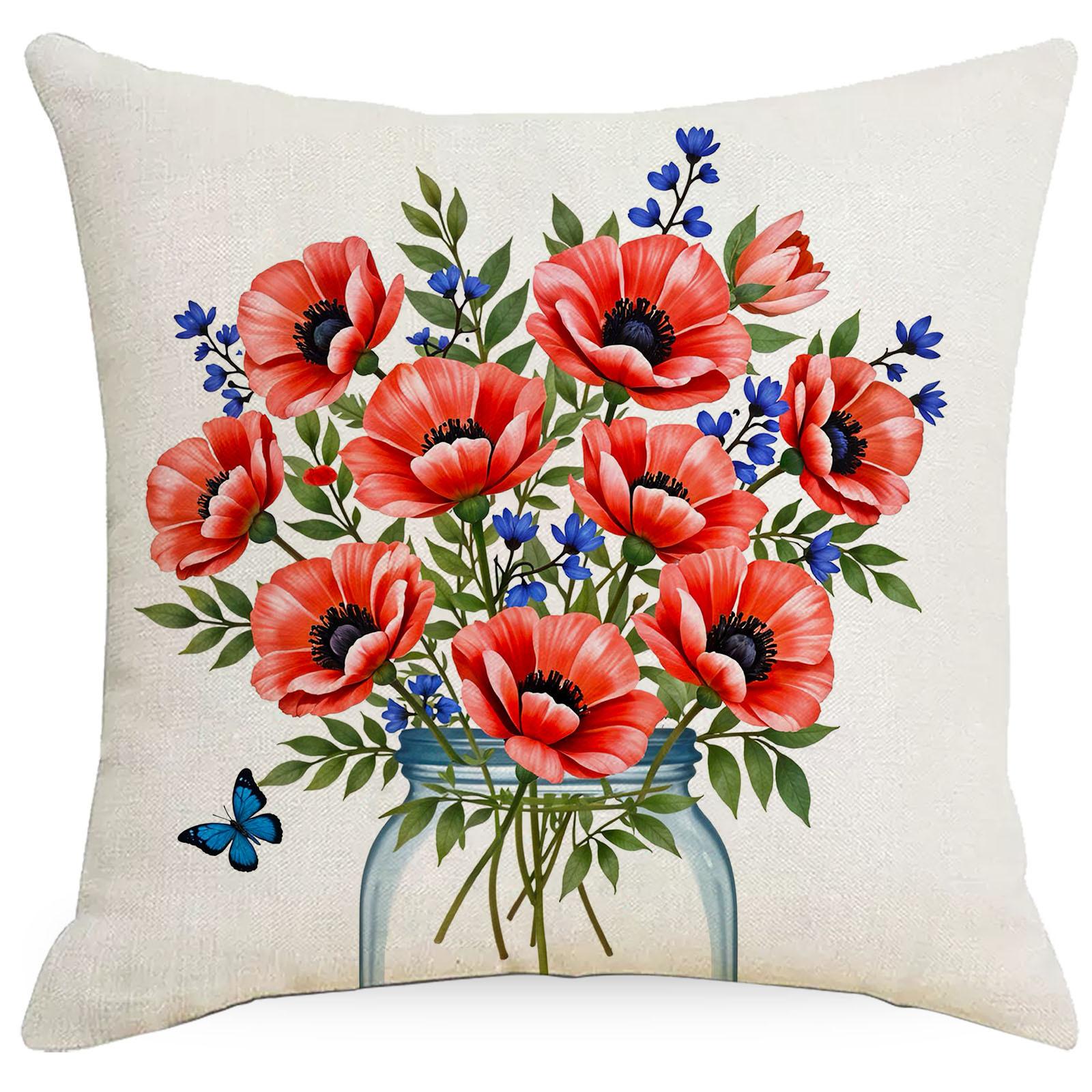 

Весенняя наволочка для диванной подушки Скандинавский домашний мягкий декор Подушка с растительным принтом Подушка для спальни Прикроватная подушка 45 * 45Cm