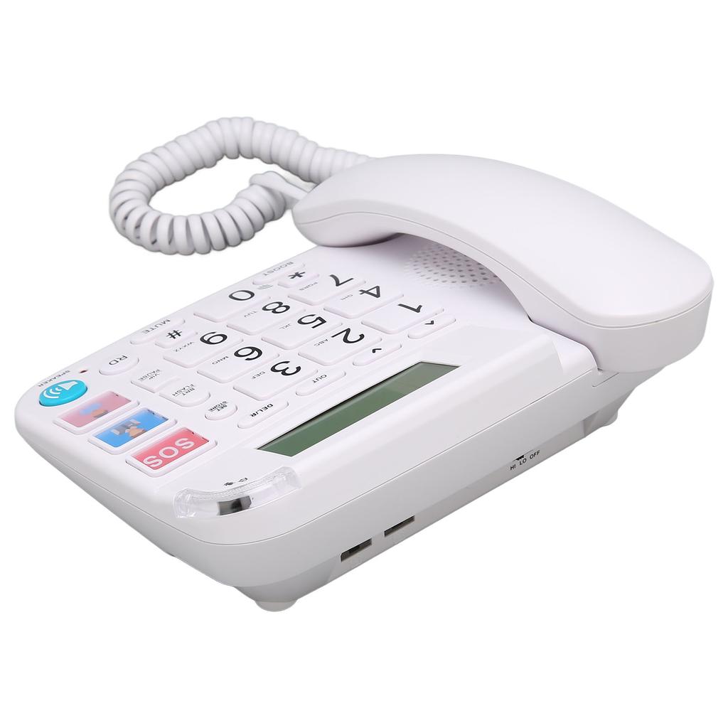 Home Corded Phone LCD Display Ringtone Volume Adjustment Big Button Landline with Speaker for Seniors