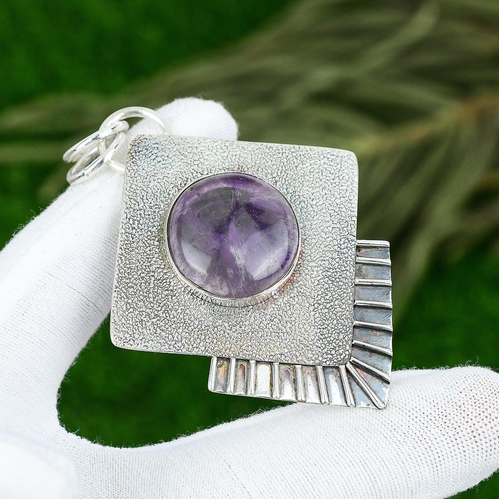 Geschenk für Frauen Anhänger 925 Sterlingsilber Natürlicher Stern-Amethyst Edelstein