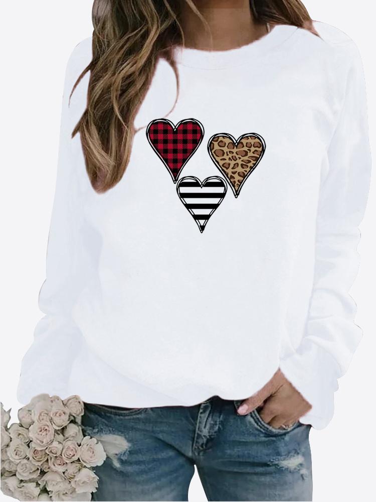 Зимние женские топы с принтом LOVE, футболка, женская повседневная толстовка с круглым вырезом и длинными рукавами, блузка больших размеров, плюшевый свитер XS белый