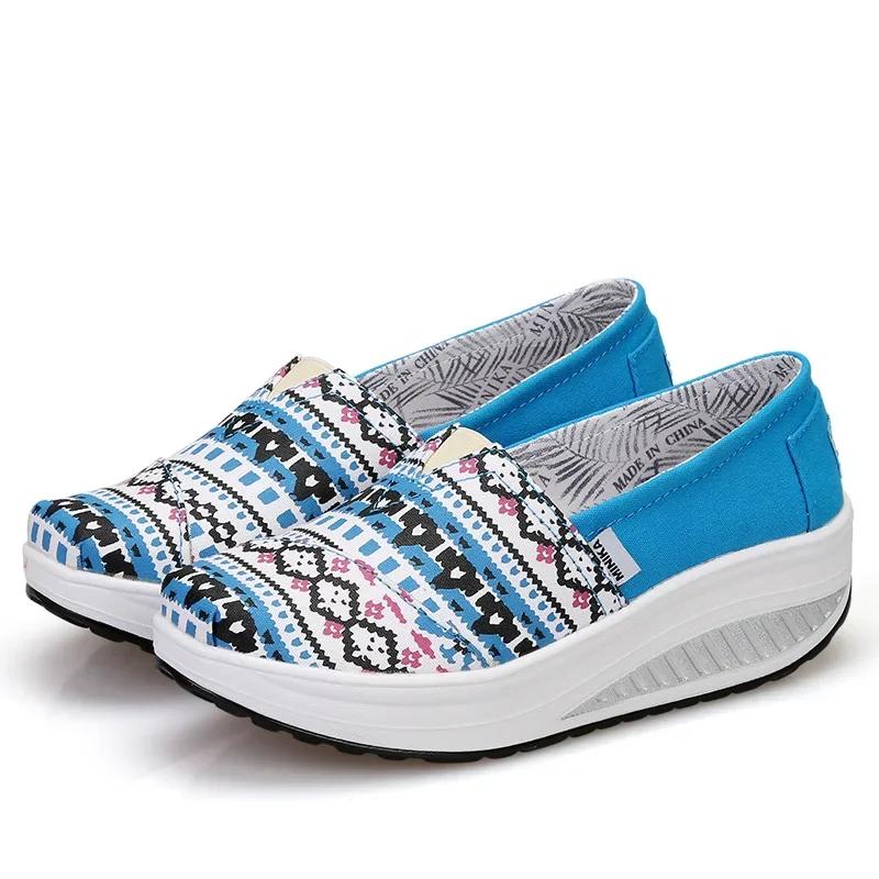 Women's Wedge Loafers Platform Rocking Shoes Light Weight Zapatillas Sports Shoes for Woman Breathable Slimming Swing Shoes