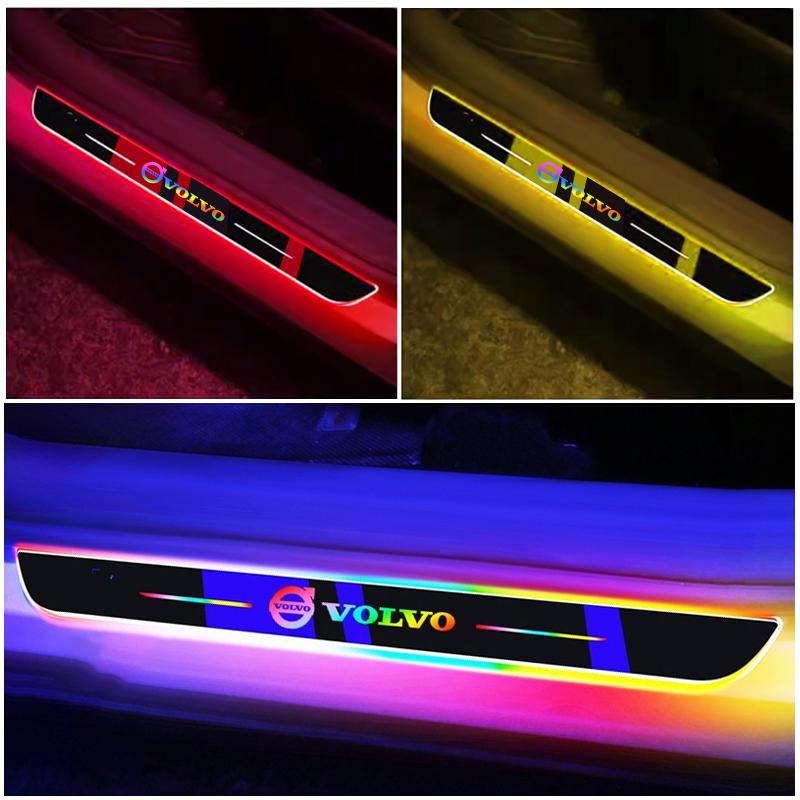 Nuovissimo Alimentazione USB LED Mobili Benvenuti Piastra Raschiaruota per Auto a Pedali Luci Davanzale Porta per Volvo XC90 V90 V60 XC60 V40 S80 S60 S90 C40
