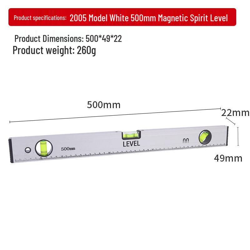 High-Precision Magnetic Spirit Level - Cast Aluminum, Strong Magnet, Multiple Specifications, Professional Measuring Tool for Home Use.