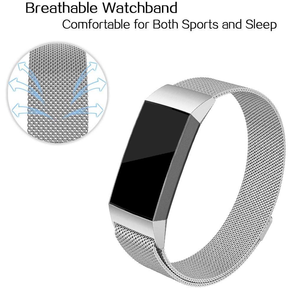 For Fitbit Charge 3 Luxury Milanese Watch Strap Stainless Steel Magnetic Adjustable Watch Band