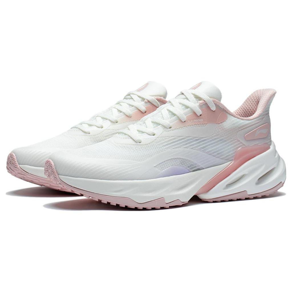 New LiNing Joyful 2.0 Non Slip Wear Resistant Shock Absorption Low Top Running Shoes Women's White Pink ARST030-4