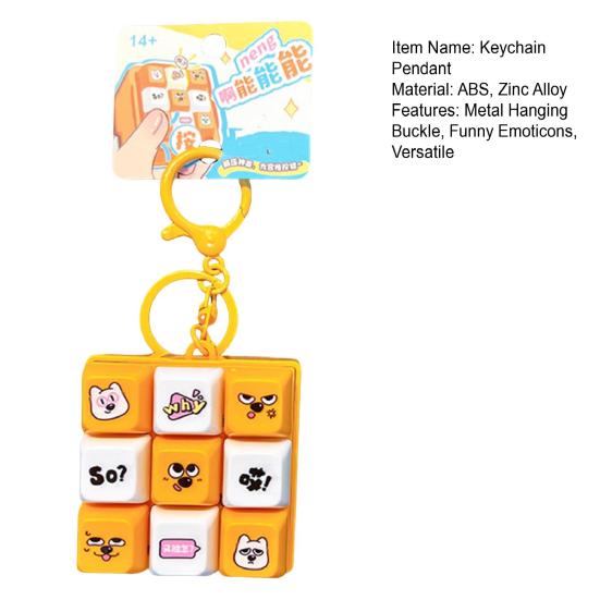 Keychain Pendant Stress Relief Fidget Toy with Metal Hanging Buckle Funny Emoticons Sound Decompression