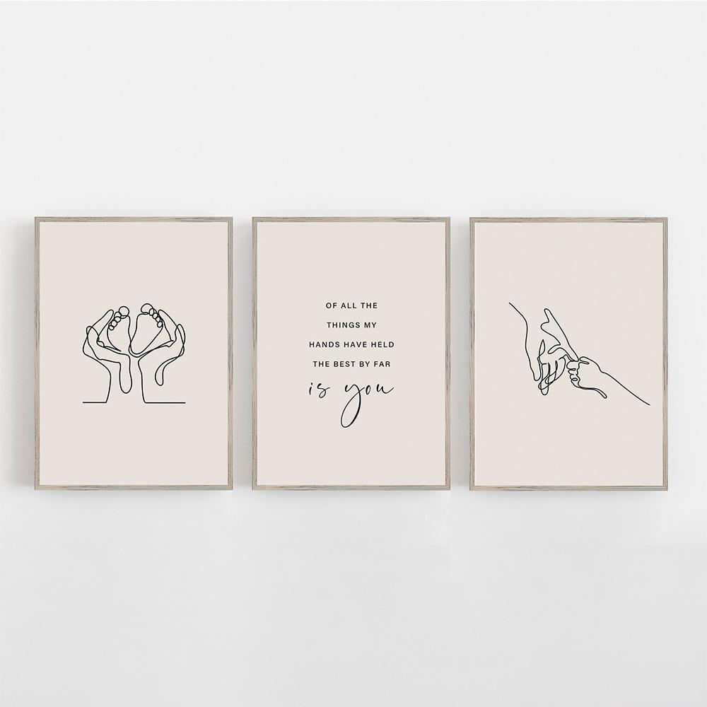 Pittura su Tela Disegno Minimalista a Linea Singola Citazioni sull'Amore del Bambino Poster Stampe Immagini da Parete per Cameretta Decorazione Casa