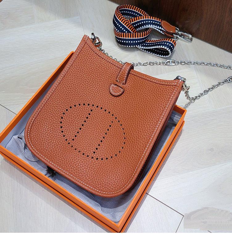 First Layer Cowhide Evelyn Bag Genuine Leather Women's Bag Lychee Patterned Bucket Bag Mini Casual Shoulder Crossbody Bag