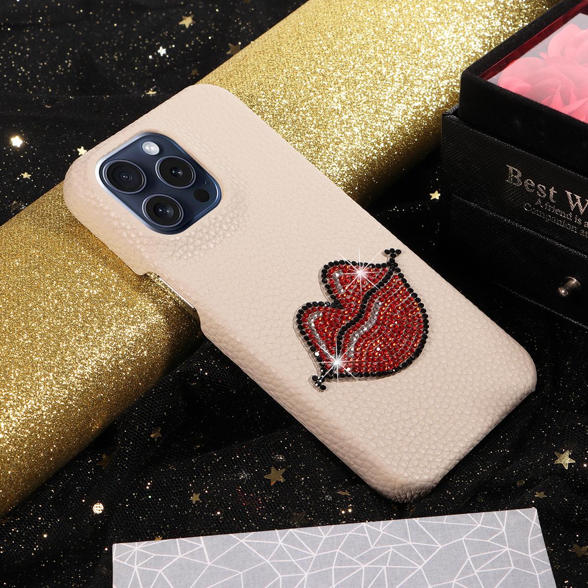 

Чехол для телефона из искусственной кожи с красным узором в виде губ для iPhone16 15 14 13 12 11Pro Pro Max Plus Mini X XR XS Max7 8 Series, противоударный чехол For iPhone 13&Artificial Leather