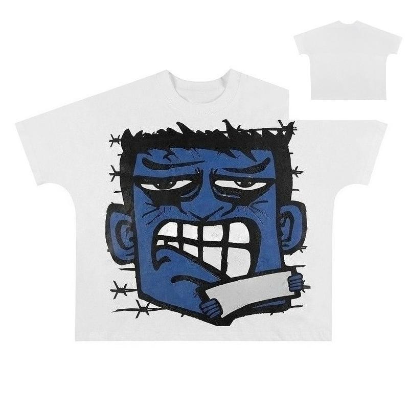 

American High Street Billionaire Sleeve T-shirt Cartoon Print Beauty Tide Round Neck Wide Women s Casual Loose Short Sleeve 4XL