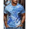Modisches Herren-Rundhals-Kurzarm-3D-Casual-Farbprint-Casual-Kurzarm-Rundhals-T-Shirt