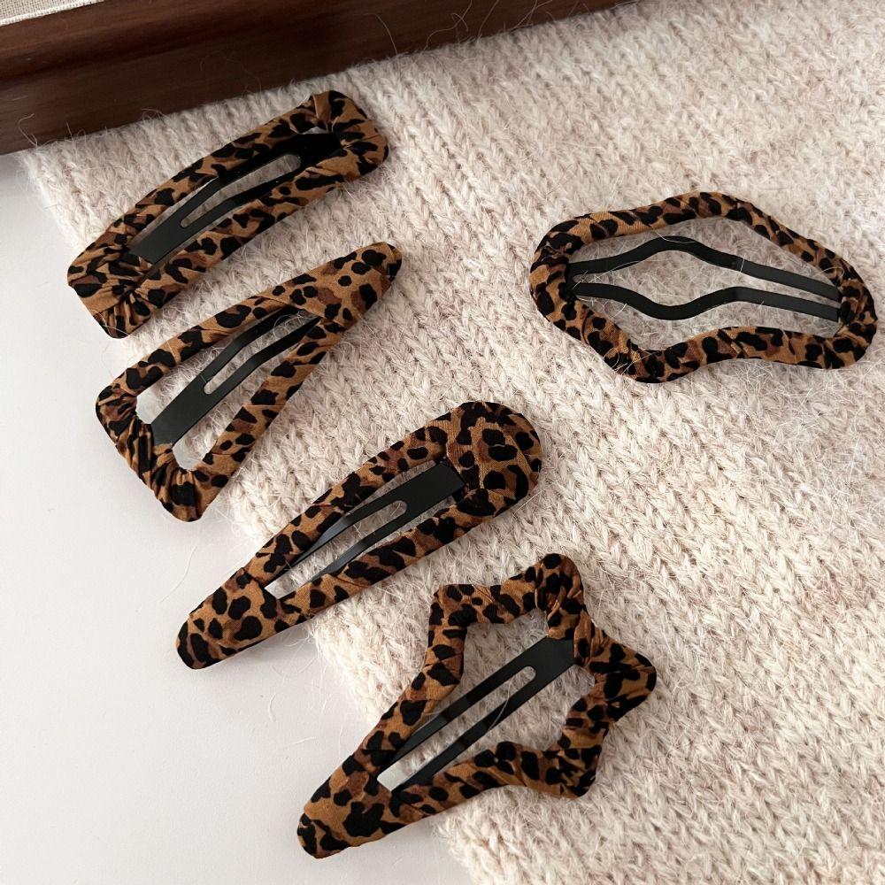 Leopard Print Hairpin Water Drop Barrette Fashion Hair Clip  Headdress