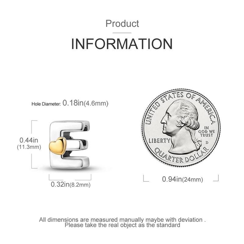 Charms Originale Heart English Alphabet Series Bead Fits Bracelets Necklace Women Charm Copper Luxury Diy Jewelry Gifts