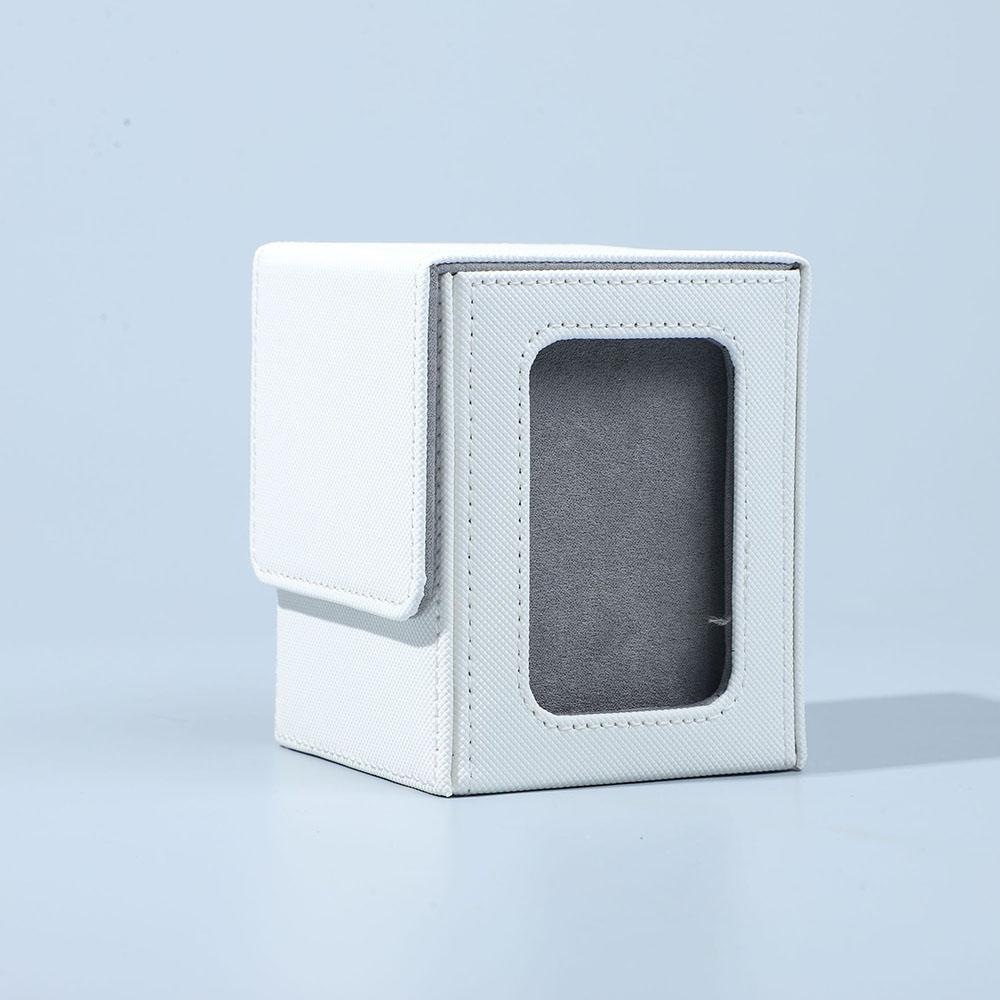 Magnetic Closure PU Card Deck Box with Transparent Window, Moisture-Proof Stain Resistant Trading Card Storage Box with Lid