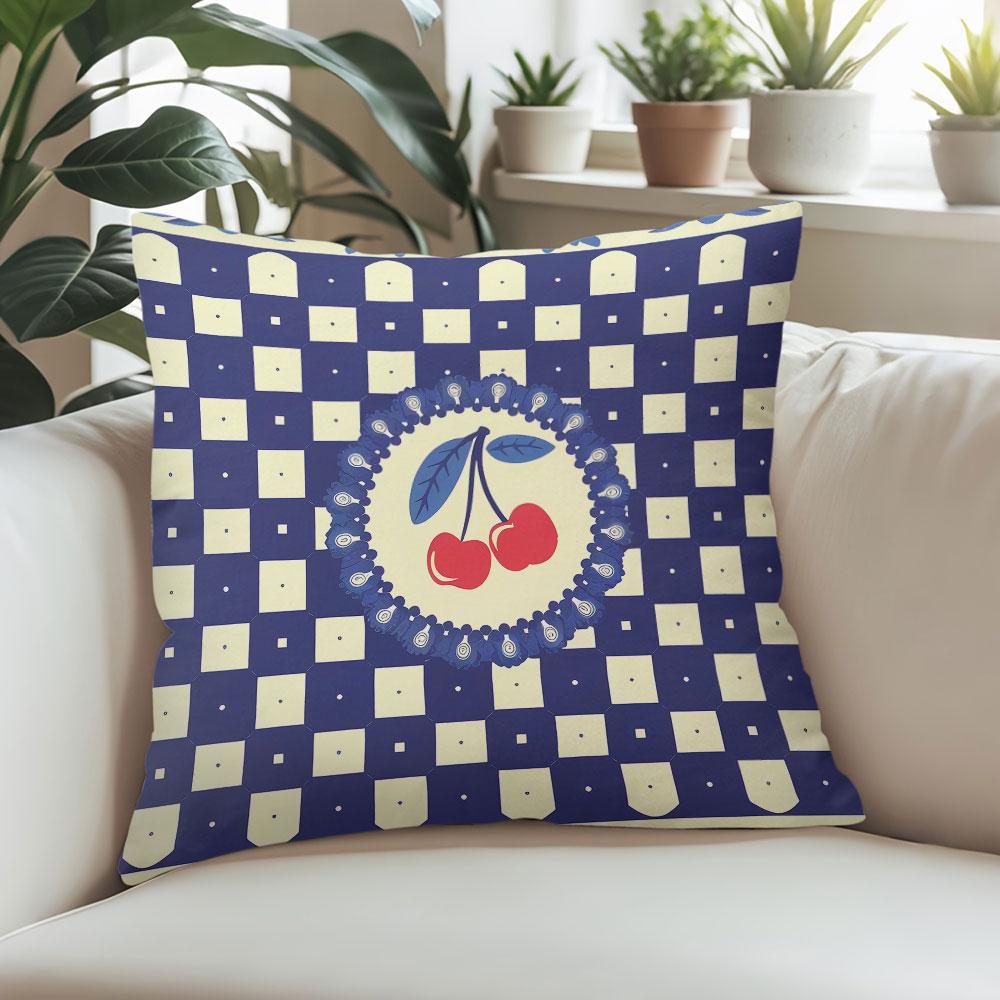 Cherry Tile square Jacquard Pillow Cover for Sofa Office Waist Cushion Cover Home Decorative Pillowcase