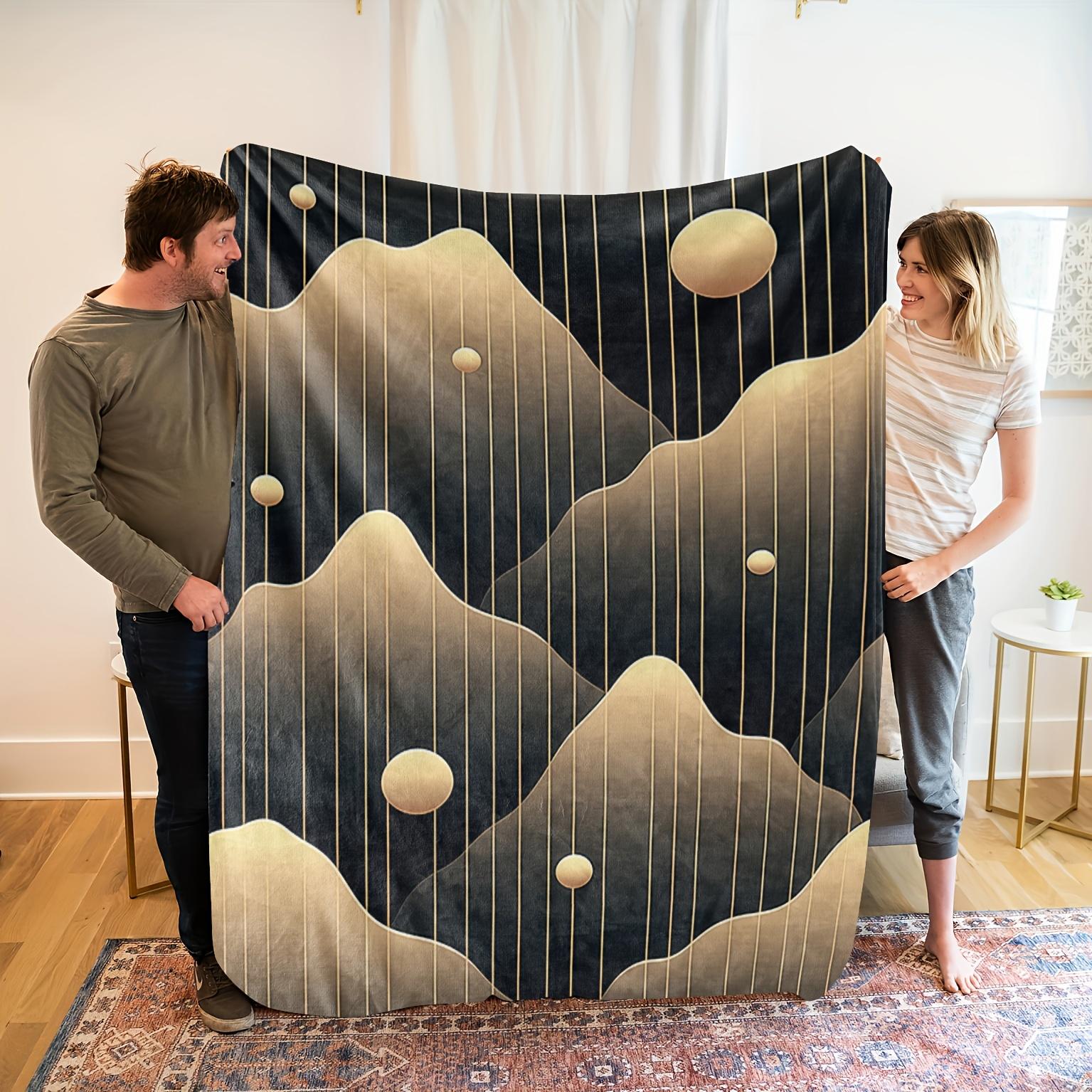 

Contemporary Abstract Mountain Flannel Blanket - Soft Breathable Polyester, High-Definition Digital Print, All-Season Cozy 130x150cm51x59in