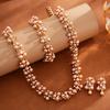 Luxurious Geometric Rhinestone Pearl Jewelry Set: Necklace, Bracelet, Earrings