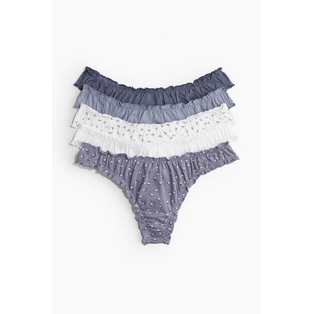 

Комплект трусиков HM Thong из 5 предметов пыльно-синего цвета с цветочным принтом