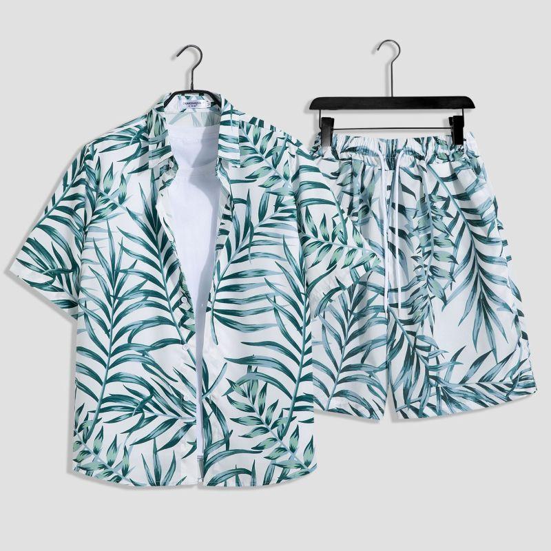 Mens Fashion Print Sets Kurzarm Shirt + Shorts 2Pcs Anzug Lose 2023 Sommer Casual Beachwear Männlichen Urlaub Hawaiian outfits