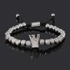 Luxury Stainless Steel Beads Royal Gold Crown Charm Man Bracelet Handmade Women Jewelry Gift