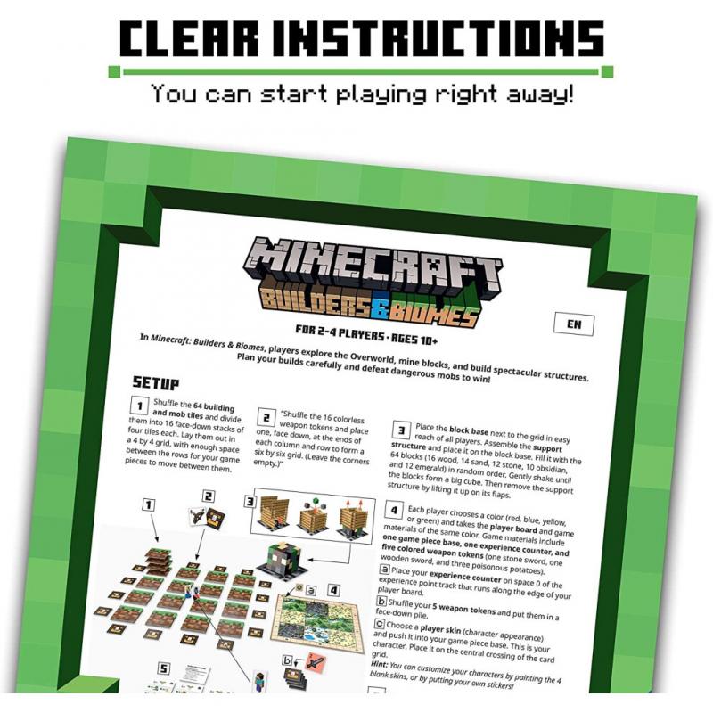 Ravensburger Minecraft Builders & Biomes Strategy Board Game for Kids & Adults Age 10 Years and Up - A Minecraft Board Game