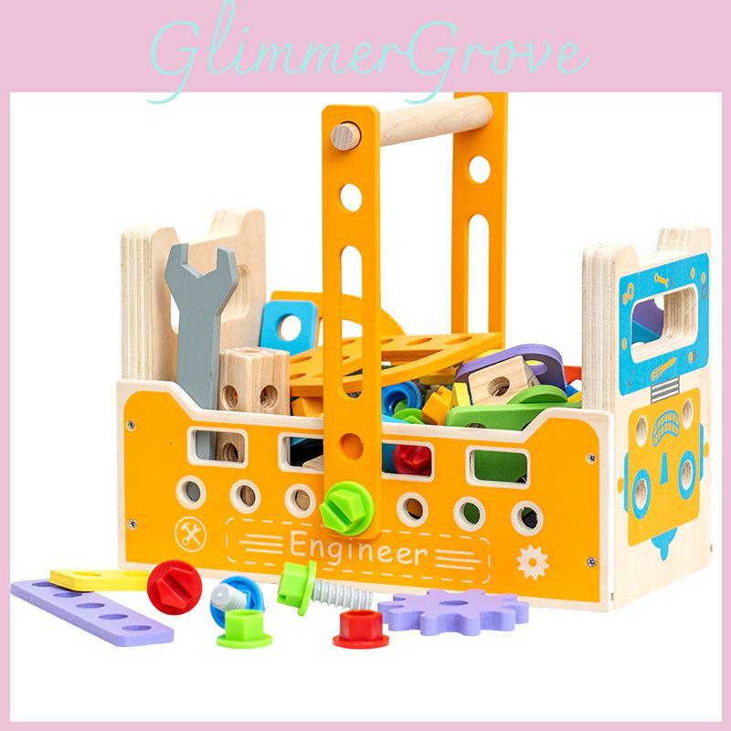 Childrens Wooden Puzzle Tool Car With Screw Nuts Set For Early Education And Development