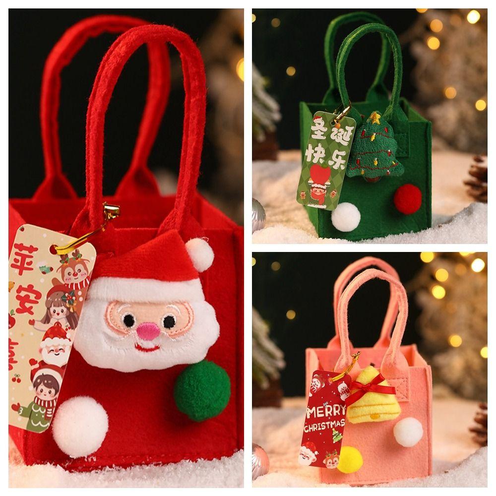 Santa Christmas Candy Bag Cartoon Cookies Storage Bag Mini Felt Candy Bag  Party Supplies
