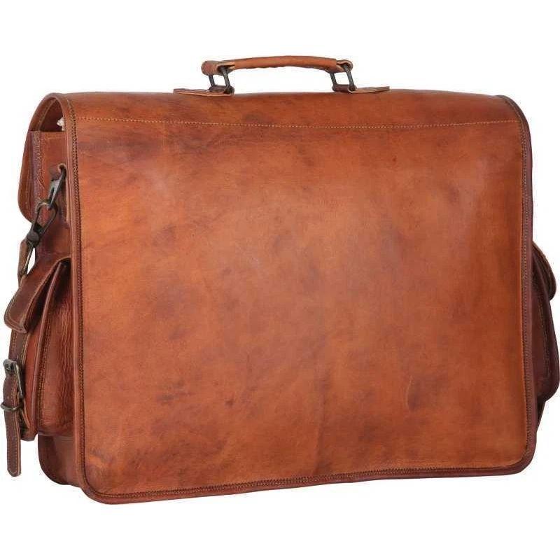 New Men's Full Grain Genuine Leather Laptop Case for Computer Bag Shoulder Bag