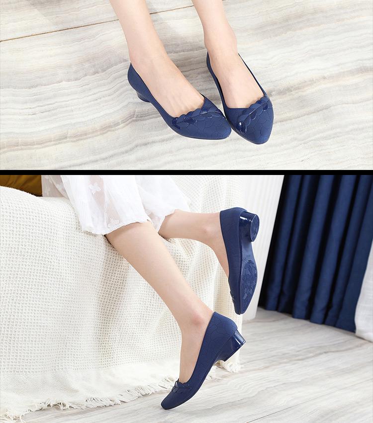 Women's Summer Low-Cut Pointed Toe Jelly Wedge Sandals with Non-slip Soft Mid-Heel Sole
