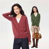 Giordano Women's Pure Cotton V-neck Knitted Cardigan