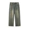 American Style Men's Spring Autumn Patchwork Denim Pants Vintage Loose Casual Trousers Slightly Wide Slimming Long Pants