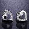Cute Love Heart Crystal Stud Earrings CZ Rose Gold Plated Earings For Women Ear Jewelry Gift Trend DWE327