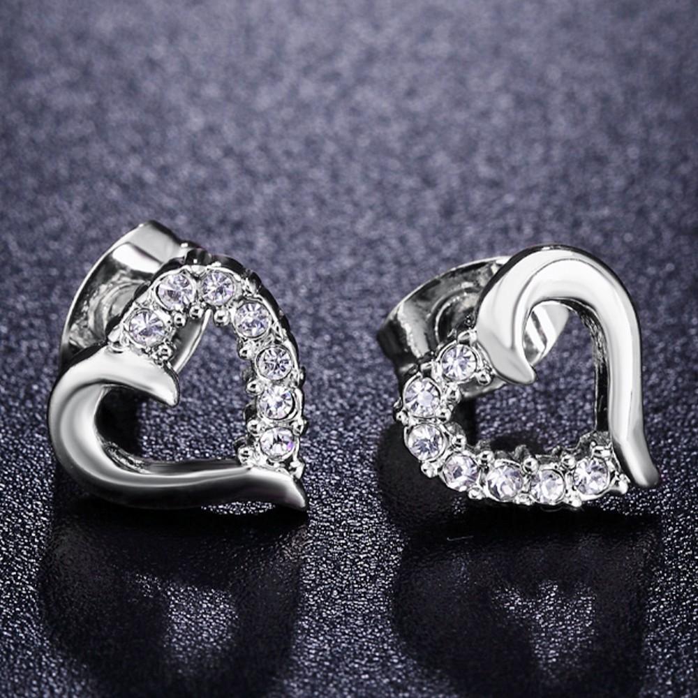 Cute Love Heart Crystal Stud Earrings CZ Rose Gold Plated Earings For Women Ear Jewelry Gift Trend DWE327