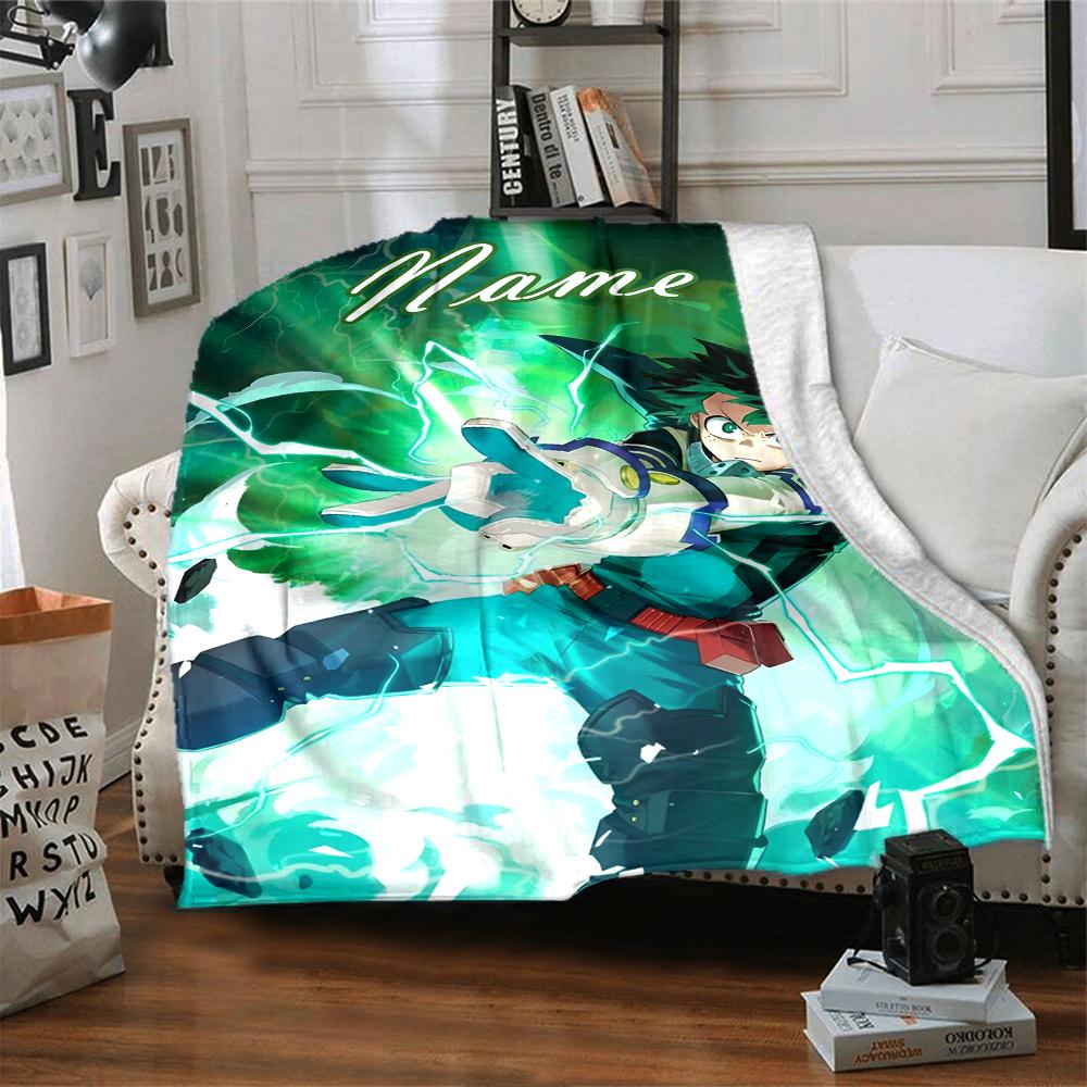 Custom Name My Hero Academia Theme Printed Blanket - Perfect for Couch, Bed, Travel & Outdoor Use | Machine Washable, Cozy & Durable.