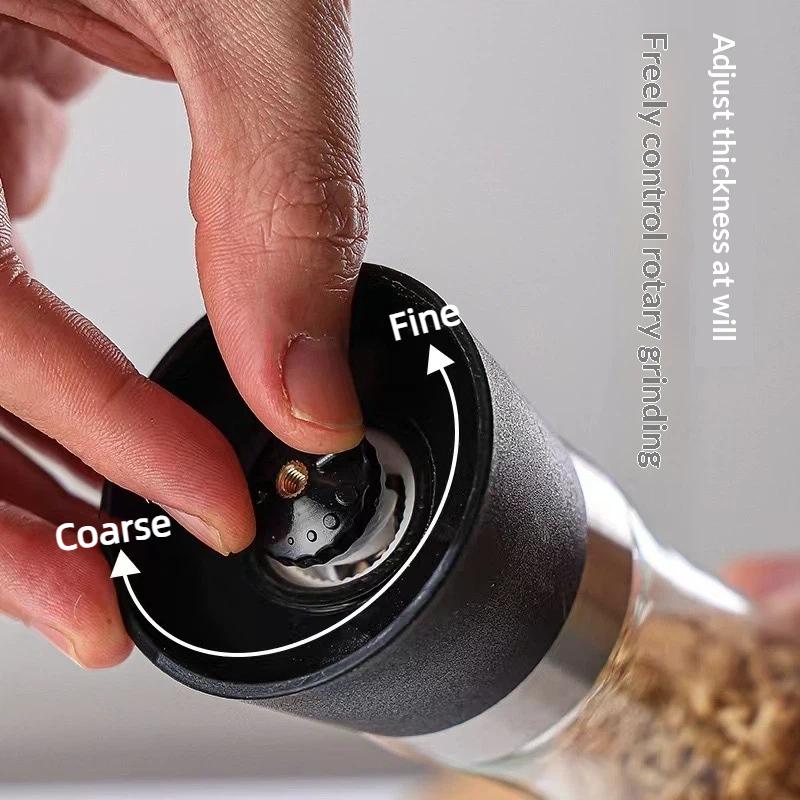 Manual Salt Pepper Grinder Stainless Steel Glass Spice Bottle Household Kitchen Gadgets