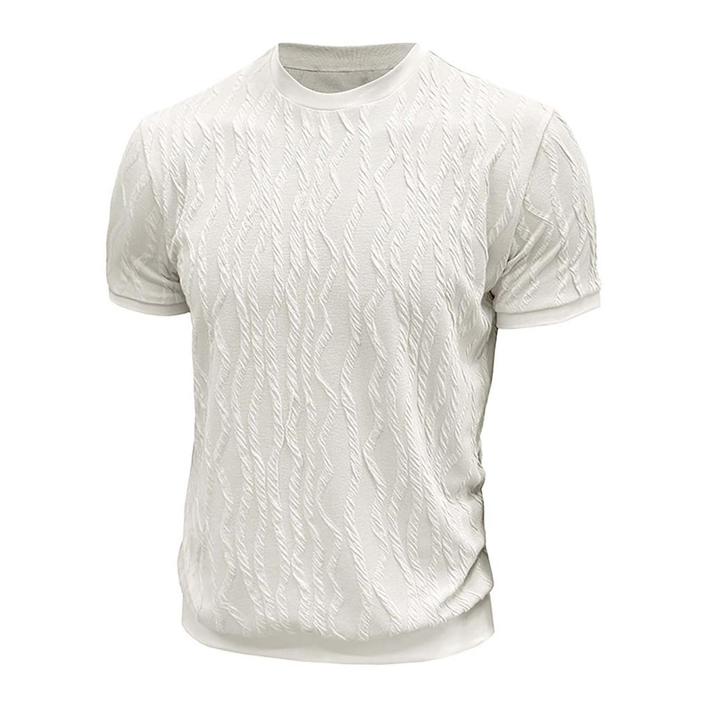 Men's Summer Casual Short Sleeve T-shirt Round Neck Knitted Shirt