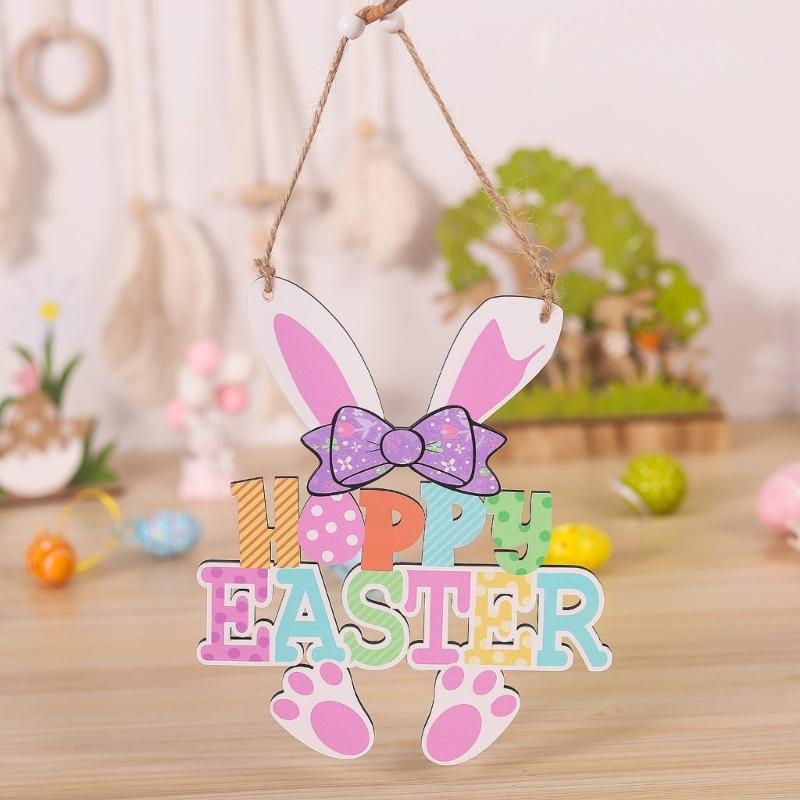 Easters Wood Hanging Sign Easters Wood Wreath Sign Happy Easters/Spring Door Sign Plaque for Front Door Wall Decors