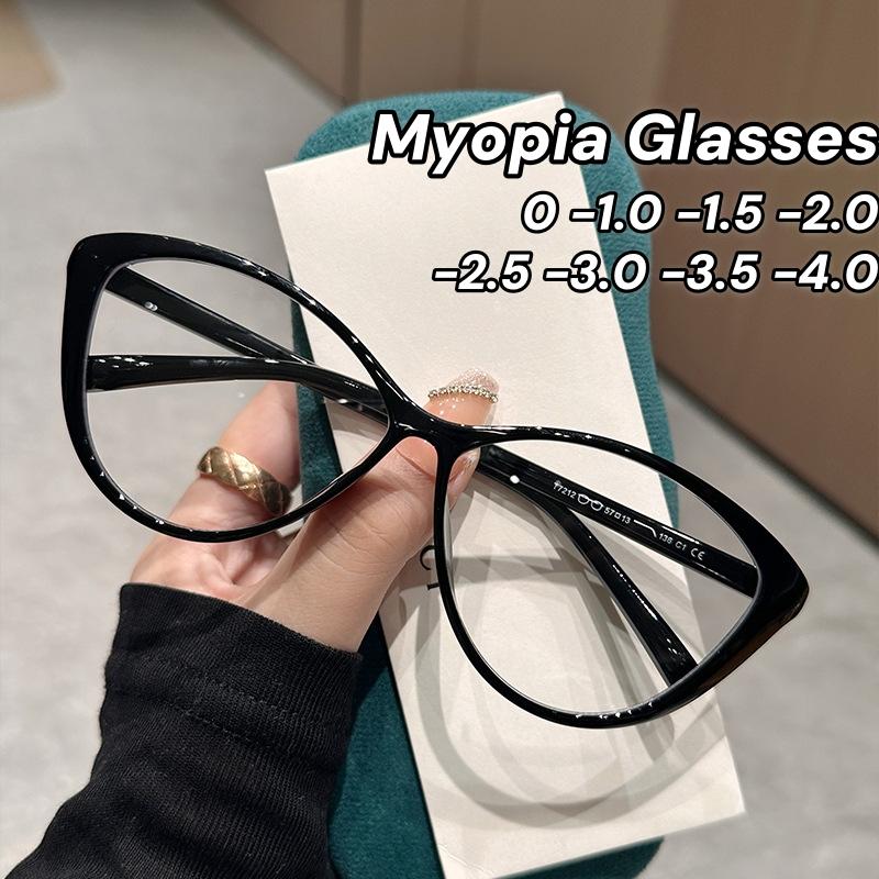 Blue Light Blocking Ladies Myopia Glasses Vintage Cat Eye Near Sight Eyeglasses Unisex Ultralight Prescription Minus Eyewear