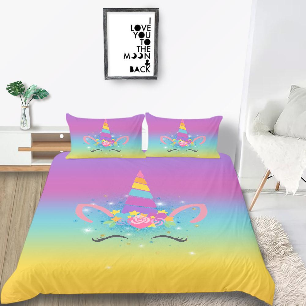 2023 New Style Unicorn Pattern Bed Cover Set Soft Home Textiles Bedding Suit with Pillowcase Boy Man Duvet Covers Girls Comforter Cover Suit