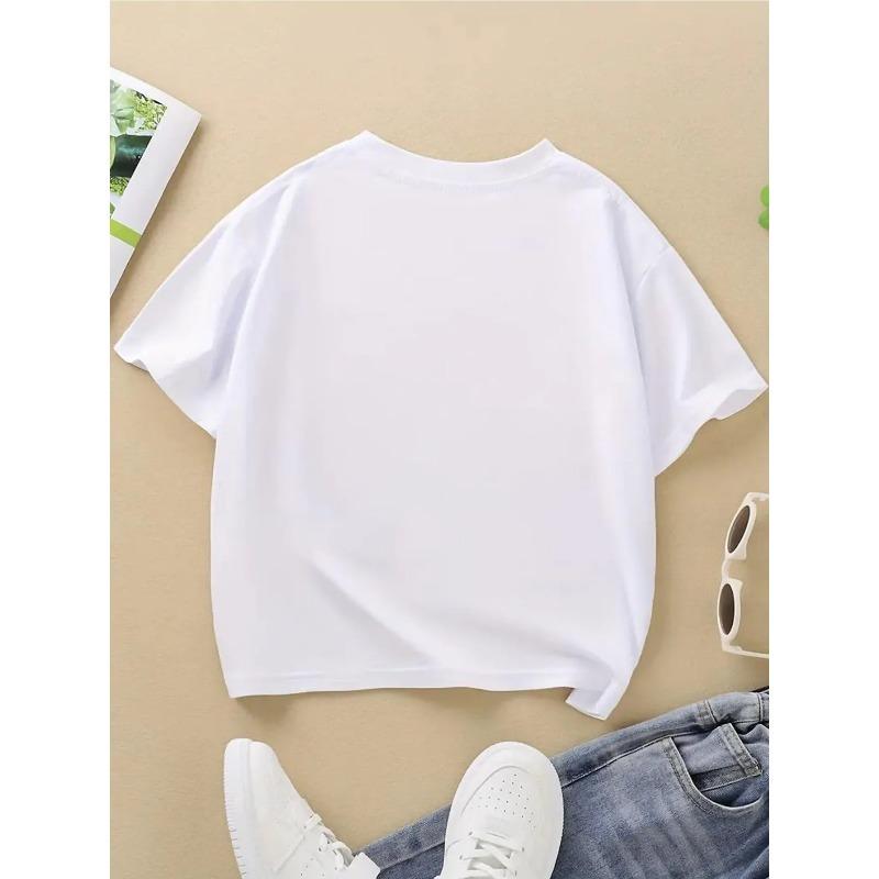 European Sizes Girls' Short Sleeve T-Shirt, Soft And Cozy for Daily Wear, Perfect for Home, Outdoor, And Sports Activities