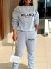 1116 European and American new women's clothing, fashionable and casual versatile 1D printing loose crew neck sweater women's suit