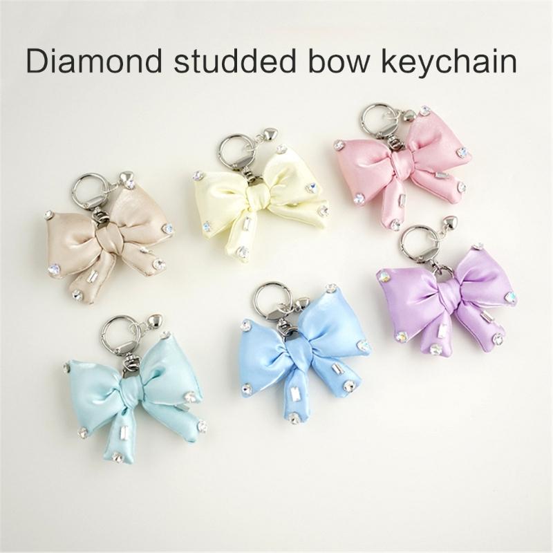 Elegant Butterfly Bowknot Keychain with Sparkling Rhinestones Detail Sturdy Alloy Construction Pendant Trendy Women
