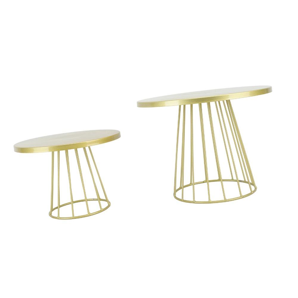 2pcs Gold Cake Display Stand Round Top Metal Cake Stand Classic Round Cake Stand  Afternoon Tea