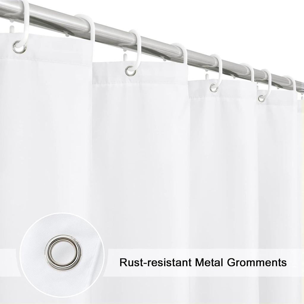 White Fabric Shower Curtain Waterproof Machine Washable Hotel Bathroom Decorative Shower Curtain Multi Size Available