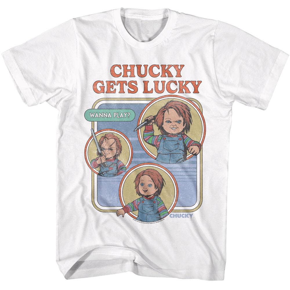 Childs Play Chucky Gets Lucky Wanna Play Men T Shirt XXL