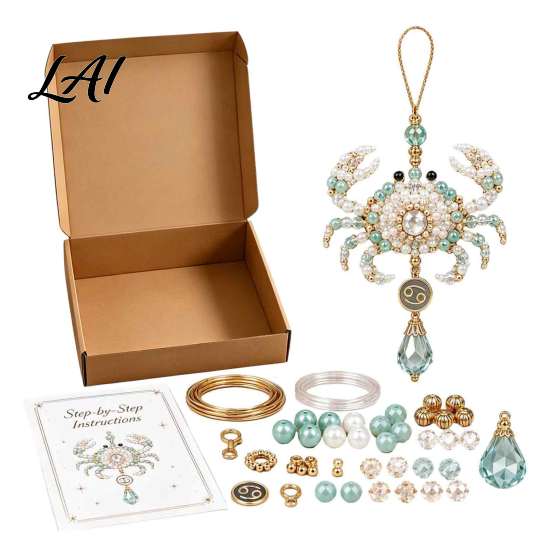 Creative Art Project for Students 12 Zodiac Beaded Ornament DIY Kit Constellation Pendant Making Craft Set Jewelry Assembly Lovers Keychain