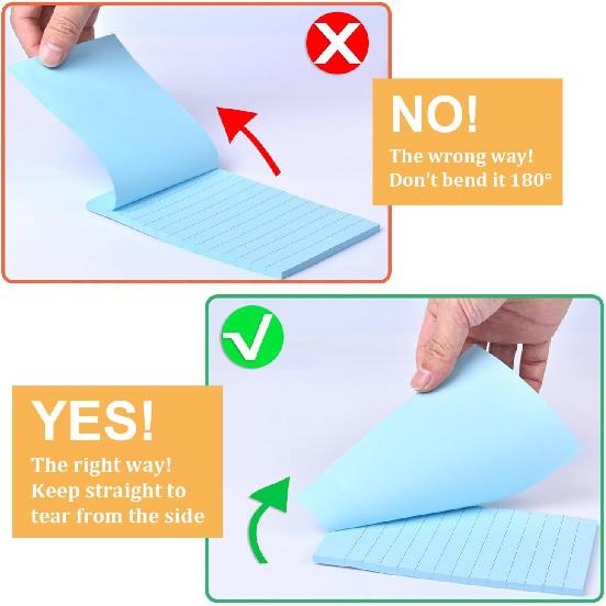 9 Pack Lined Sticky Notes 4"x6" Bright Colors Self-Stick Note Pads with Lines, 9 Colors Bulk Sticky Memo Pad for School, Office, Meeting