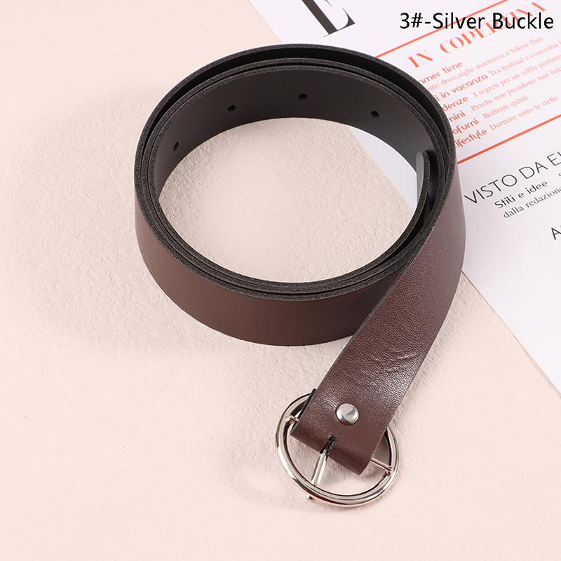 

100 СМ Кожаный Ремень Поясные Ремни Металлическая Круглая Пряжка Пояс Брюки Декор Ремень 100*2.3cm